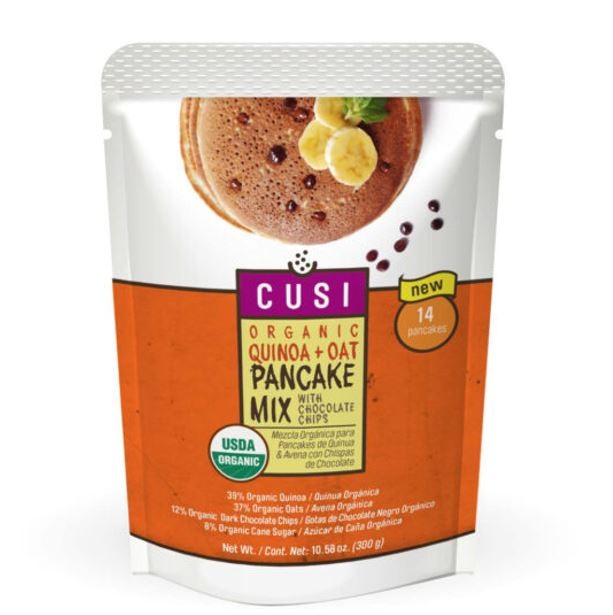 Pre-mezcla organica sin gluten para pancakes de quinoa & avena con chispas de chocolate Marca Cusi (300gr)